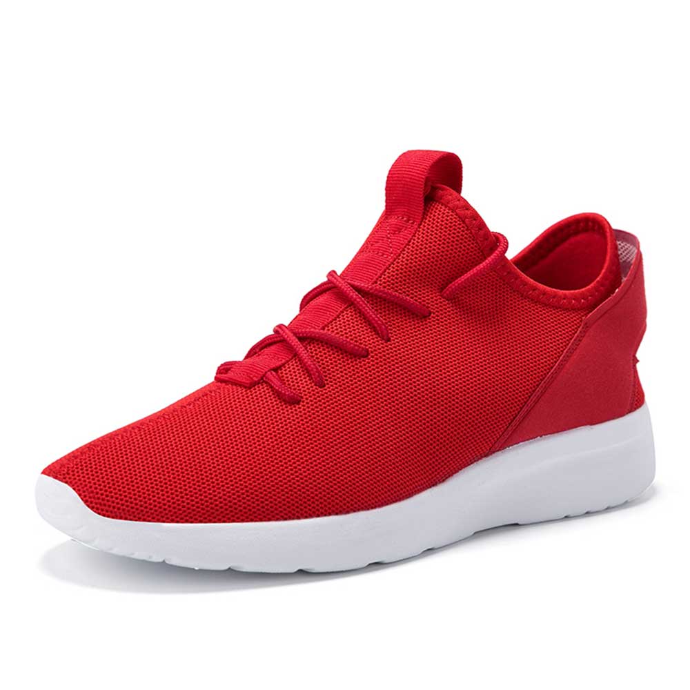 Summer Extra Large Size Sports Shoes Breathable Mesh Men Shoes- Red EU 45